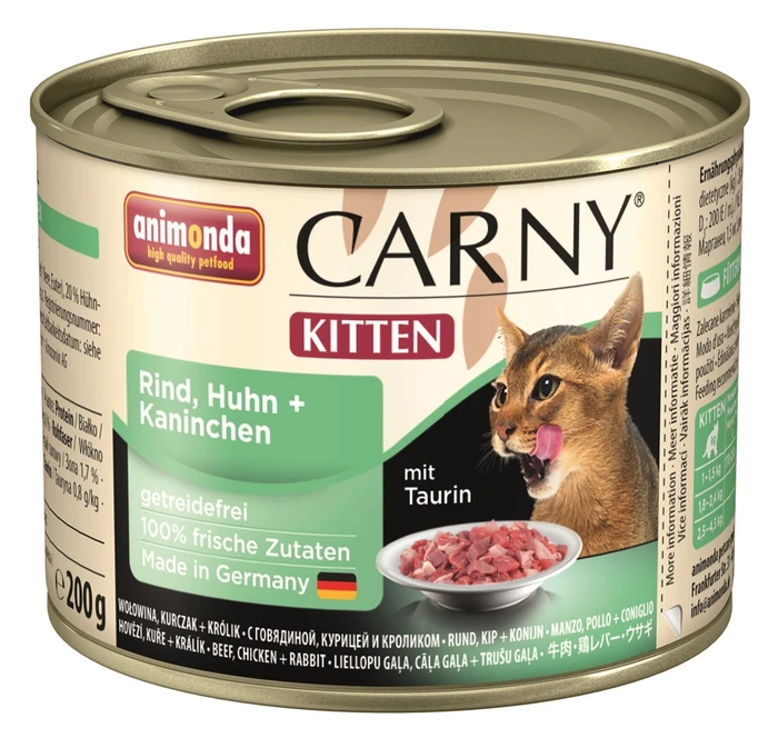 Консервы ANIMONDA CARNY Kitten для котят с курицей говядиной и кроликом 83697/23448