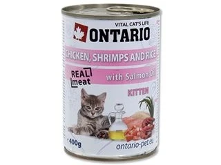 Консервы ONTARIO для котят с курицей креветками и рисом 20782