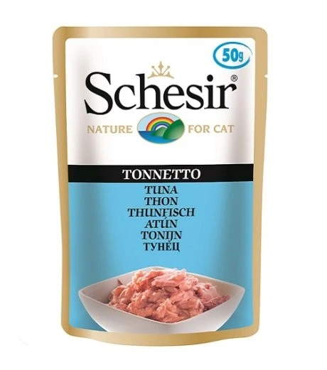 Пауч SCHESIR для взрослых кошек с тунцом в желе 50 гр. 132.С760