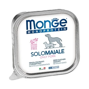 Паштет MONGE Monoprotein Solo для собак из свинины Solomaiale only Pork 150 гр
