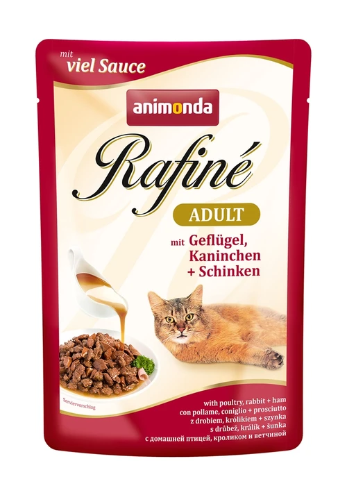 Пауч ANIMONDA Rafin Soup Adult для взрослых кошек с домашней птицей кроликом и ветчиной 83790/22027