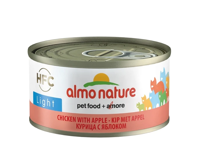 Консервы низкокалорийные ALMO NATURE для взрослых кошек с курицей и яблоком HFC Adult Cat Light Chicken with Apple