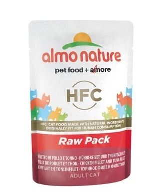 Пауч ALMO NATURE для взрослых кошек "Филе тунца с курицей" 75% мяса Classic Raw Pack – Chicken and Tuna Fillets 20475
