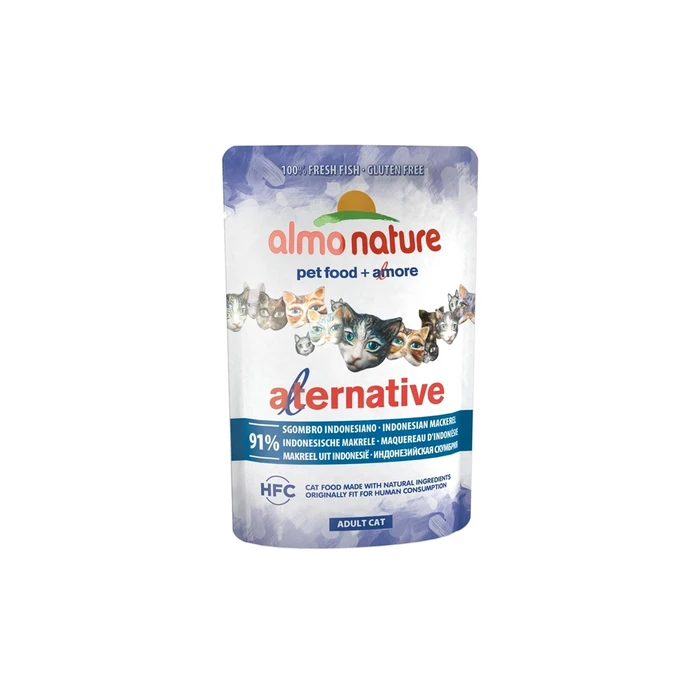 Пауч ALMO NATURE Alternative для взрослых кошек с индонезийской скумбрией 91% мяса (Indonesian Mackerel) 20407