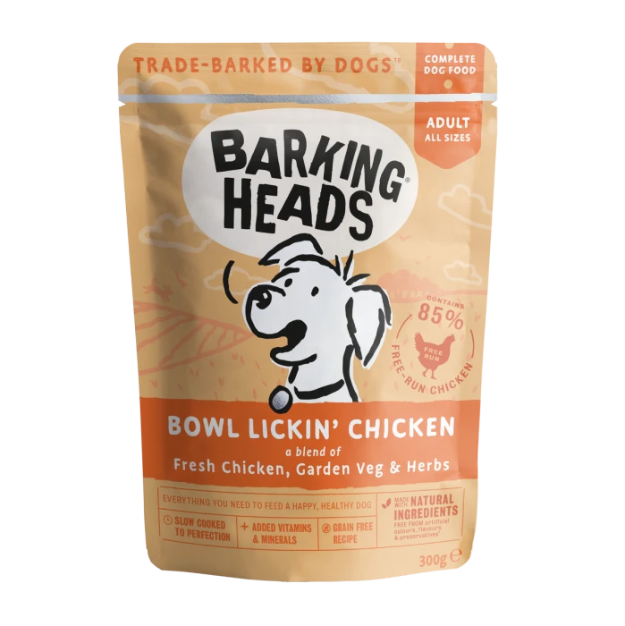 Пауч BARKING HEADS для взрослых собак с курицей "До последнего кусочка"