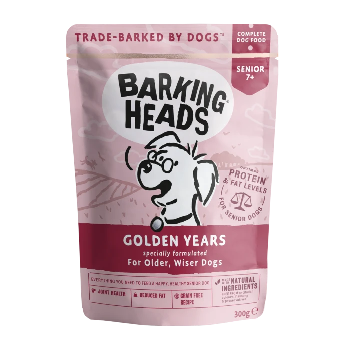 Пауч BARKING HEADS Golden Years для собак старше 7 лет с курицей и лососем "Золотые годы"