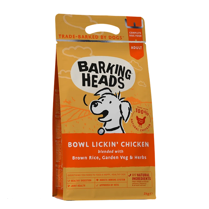 Сухой корм BARKING HEADS BOWL LICKIN CHICKEN для собак всех пород с чувствительным пищеварением с курицей и рисом "До последнего кусочка" 18106