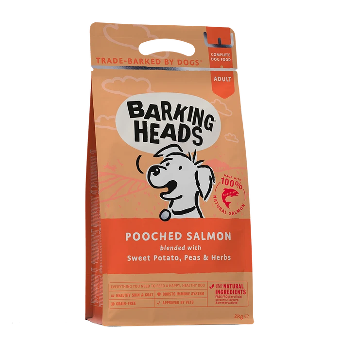 Беззерновой cухой корм BARKING HEADS POOCHED SALMON для собак всех пород с лососем и картофелем "Мисочку оближешь" 18111