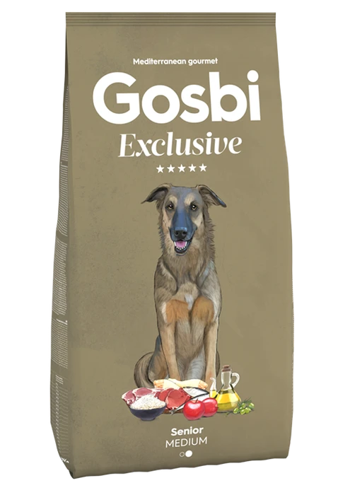 Низкозерновой cухой корм GOSBI Exclusive для пожилых собак средних пород с курицей, ягненком и рыбой 9696