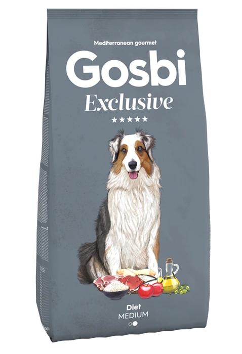 Низкозерновой cухой корм GOSBI Exclusive для взрослых собак средних пород склонных к избыточному весу с курицей, ягненком и рисом 9683