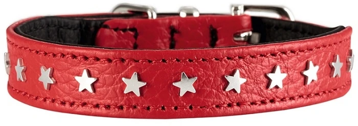 Hunter ошейник для собак Capri Mini Stars 30 (23-27 см)/1,6 натуральная кожа красный 63384
