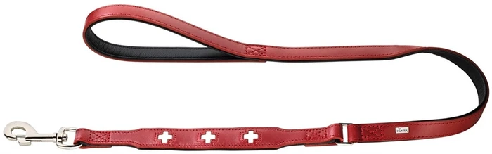 Hunter поводок для собак Swiss 18/100 кожа красный/черный 43153