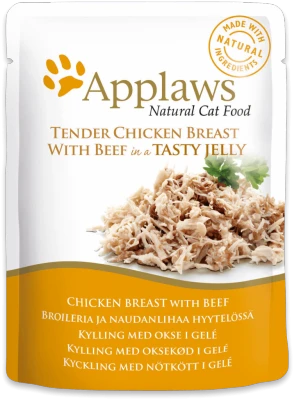 Пауч APPLAWS для взрослых кошек кусочки курицы и говядины в желе Chicken with beef in jelly 24368