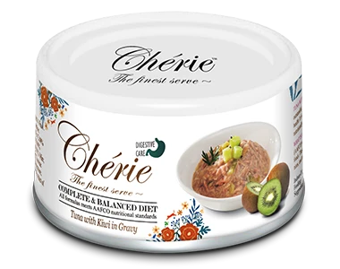 Консервы PETTRIC Cherie для кошек тунец с киви в соусе поддержка пищеварения Digestive Care Complete Balanced Diet Tuna with kiwi in gravy 10190P