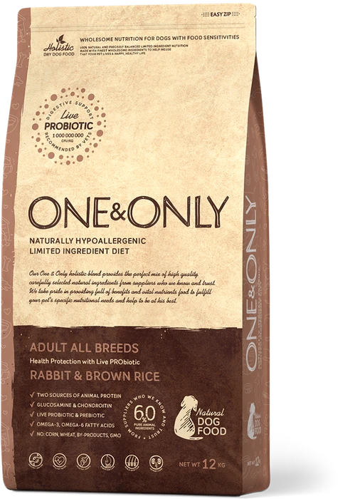 Сухой корм ONE&ONLY для взрослых собак всех пород с кроликом и рисом All Breeds Rabbit/Rice 514448