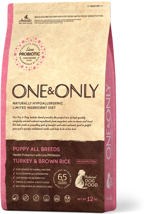 Сухой корм ONE&ONLY для щенков всех пород с индейкой и рисом Puppy Turkey/Rice 514479