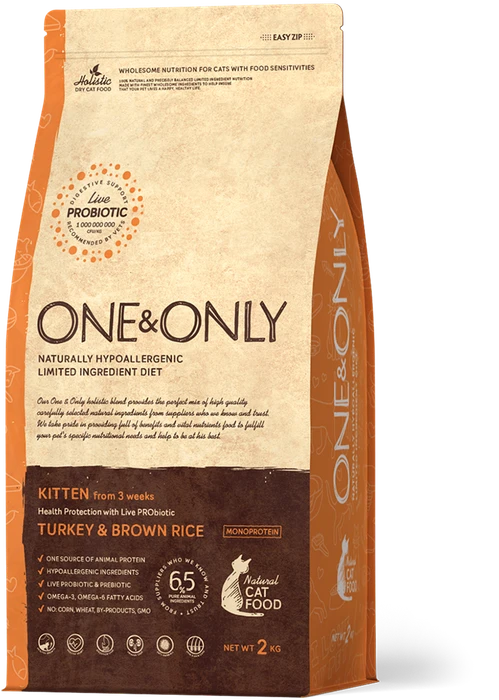 Сухой корм ONE&ONLY Kitten Turkey&Rice для котят с индейкой и рисом 514226