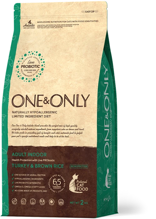 Сухой корм ONE&ONLY Indoor Turkey&Rice для взрослых кошек с индейкой и рисом 514219