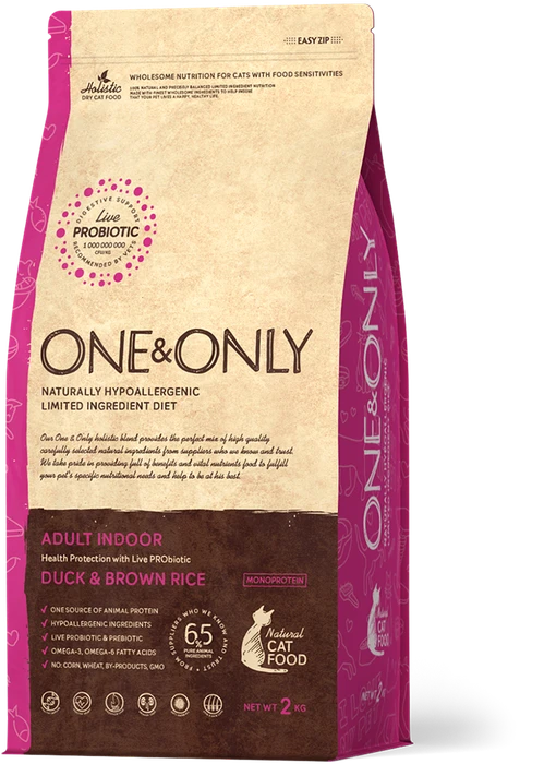 Сухой корм ONE&ONLY Indoor Duck&Rice для взрослых кошек с уткой и рисом 514189