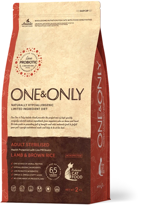 Сухой корм ONE&ONLY Sterilised Lamb&Rice для стерилизованных кошек с янгенком и рисом 514202