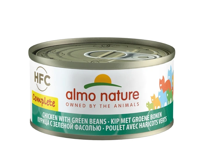 Полнорационные консервы ALMO NATURE для кошек с курицей и зелёной фасолью (HFC Complete - Chicken with Green Beans)
