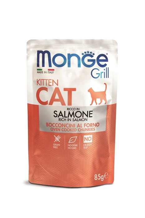 Пауч MONGE CAT GRILL для котят Норвежский лосось 70013604