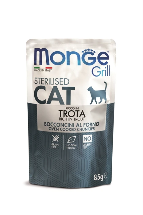 Пауч MONGE CAT GRILL для стерилизованных кошек Итальянская форель 70013659
