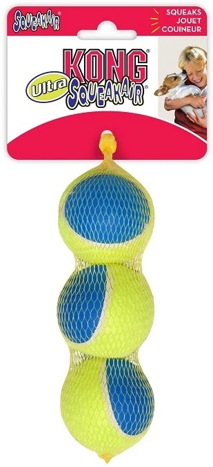 Игрушка для собак KONG Ultra Squeak мячик 6 см / 3 шт с пищалкой AUT2E