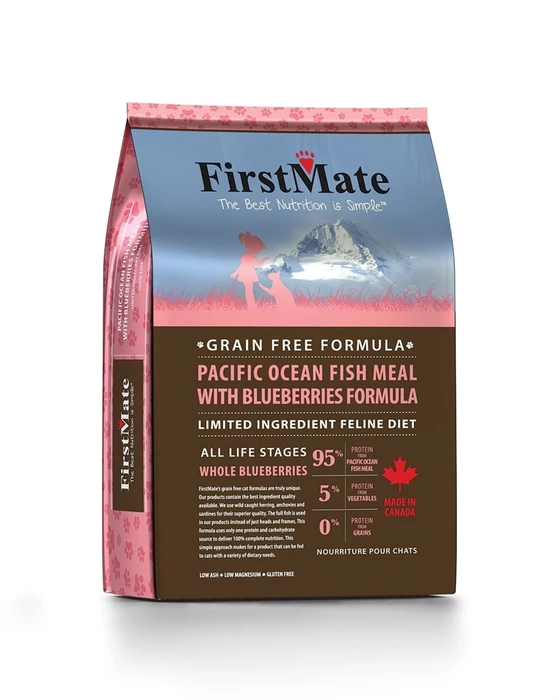 Беззерновой сухой корм FirstMate для котят и кошек с белой рыбой и голубикой (FirstMate Pacific Ocean Fish Meal With Blueberries) FG-100301
