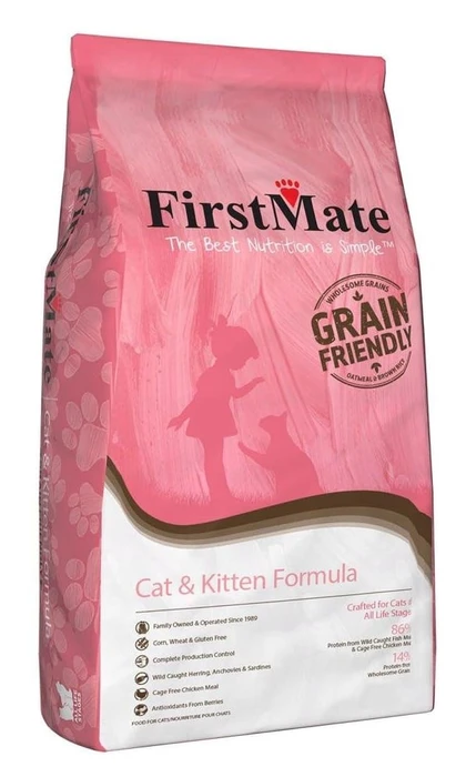 Низкозерновой сухой корм FirstMate для котят и кошек с курицей и рыбой (FirstMate Cat & Kitten) FG-100464