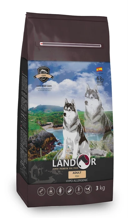 Сухой корм Landor для взрослых собак всех пород с рыбой и рисом Dog Adult Fish with Rice 7843305