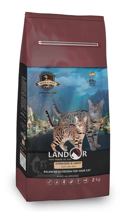 Сухой корм LANDOR для стерилизованных кошек с уткой и рисом Sterilized / Light Cat Duck with Rice 7843105