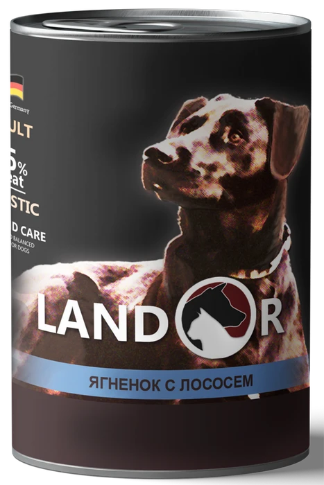 Консервы LANDOR для собак с ягненком и лососем Lamb and Salmon
