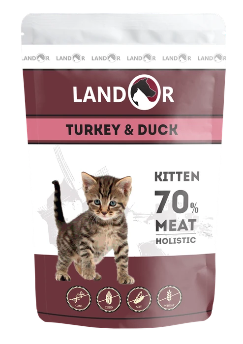 Пауч Landor для котят с индейкой и уткой Kitten Turkey and Duck