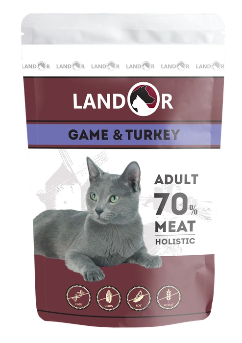 Пауч Landor для взрослых кошек с куропаткой и индейкой Adult Cat Game and Turkey