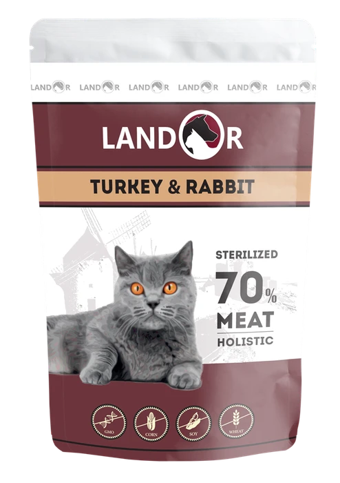 Пауч Landor для стерилизованных кошек с индейкой и кроликом Sterilized Cat Turkey and Rabbit
