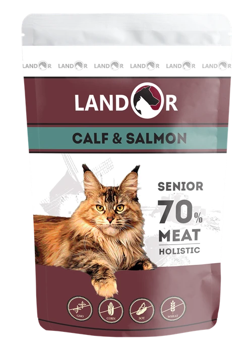 Пауч Landor для пожилых кошек с телятиной и лососем Senior Cat Calf and Salmon