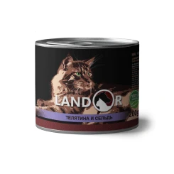 Консервы Landor для пожилых кошек с телятиной и сельдью Senior Cat Calf and Herring