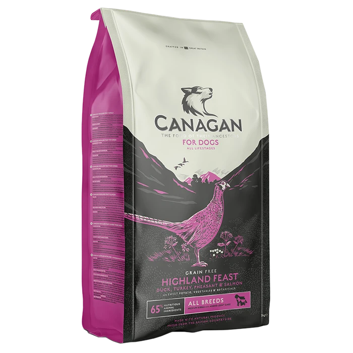 Беззерновой сухой корм Canagan для щенков и собак всех пород с уткой и фазаном Grain Free Highland Feast All Breed All Life Stages Хайлендский праздник 100.060