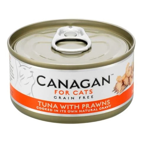 Беззерновые консервы CANAGAN для котят и кошек с тунцом и креветками (Cat Tuna with Prawn) 100.3.002