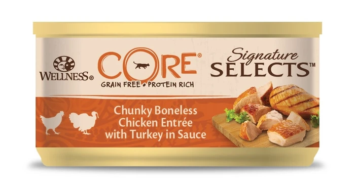 Беззерновые консервы Wellness Core для кошек кусочки курицы с индейкой в соусе Signature Selects Chicken/Turkey Cat 10633