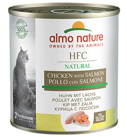 Консервы ALMO NATURE для взрослых кошек с лососем и курицей Classic Adult Salmon and Chicken