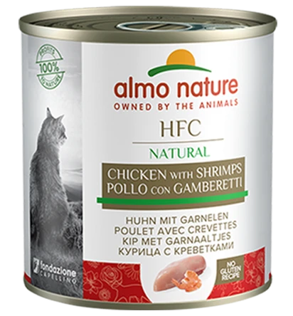 Консервы ALMO NATURE для взрослых кошек с курицей и креветками Classic Adult Chicken and Shrimps