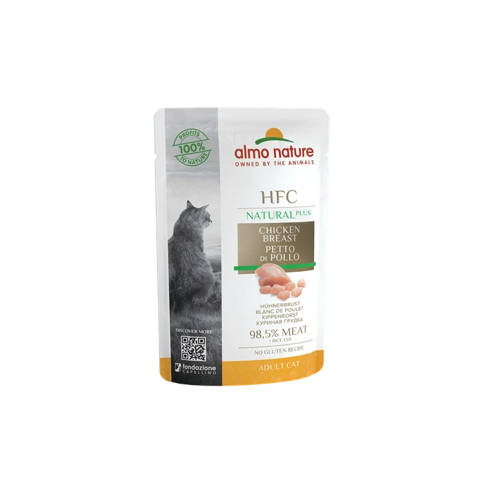 Пауч ALMO NATURE Natural Plus для взрослых кошек с куриной грудкой 95% мяса (Alternative Chicken Breast)