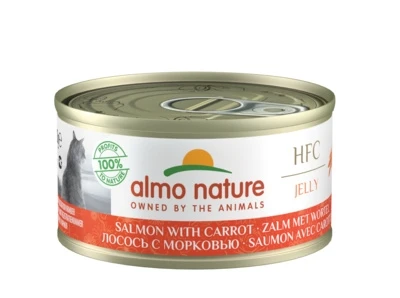 Консервы ALMO NATURE для взрослых кошек с лососем и морковью HFC Jelly Adult Cat Salmon Carrot