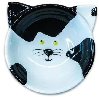 Миска керамическая для кошек Mr.Kranch Черно-белая Кошка 120 мл