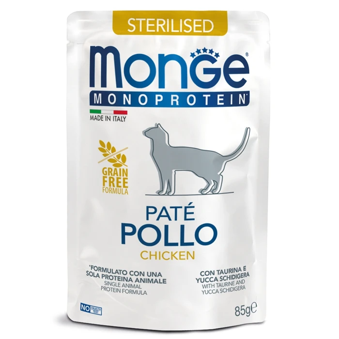 Пауч MONGE Monoprotein для стерилизованных кошек с курицей (Cat Monoprotein Pouch Sterilised Chicken)
