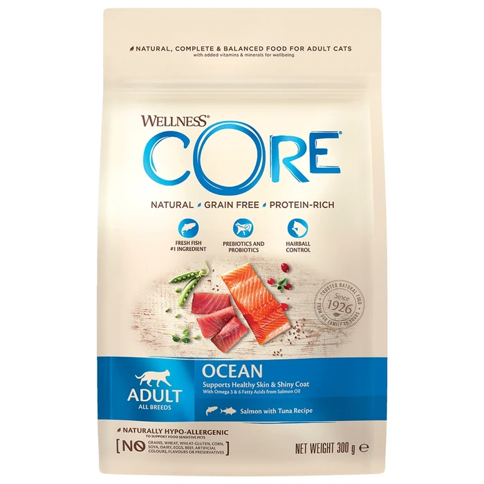Беззерновой сухой корм WELLNESS CORE для взрослых кошек с лососем и тунцом Ocean Salmon with Tuna Recipe W10714