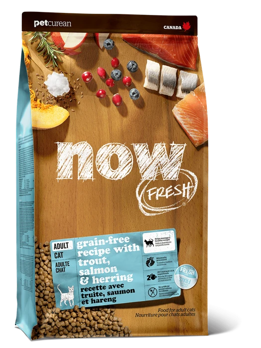 Беззерновой сухой корм NOW Fresh с форелью и лососем для взрослых кошек с чувствительным пищеварением (Grain Free Fish Adult Recipe)