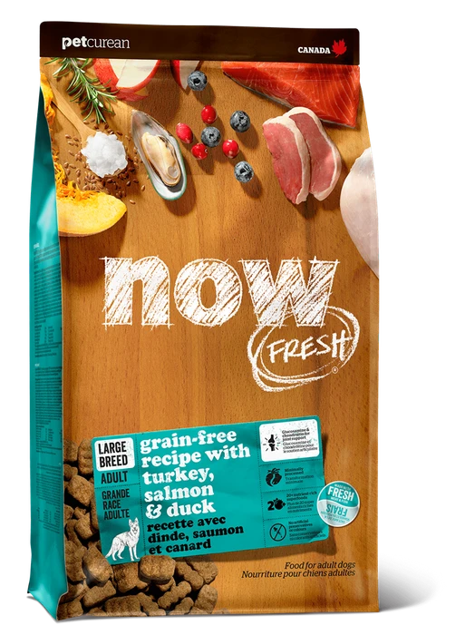 Беззерновой cухой корм NOW Fresh для взрослых собак крупных пород с индейкой, уткой и овощами Adult Large Breed Recipe Grain Free